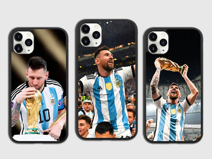 Messi winning world cup for Argentina - phone case
