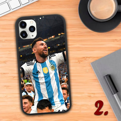Messi winning world cup for Argentina - phone case